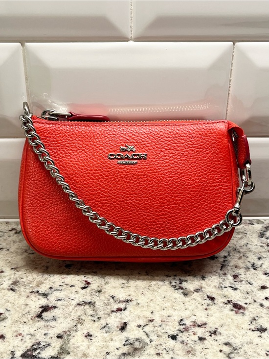 Coach Handbags - Coach Nolita Orange Pebbled Leather Wristlet/Mini Bag EUC